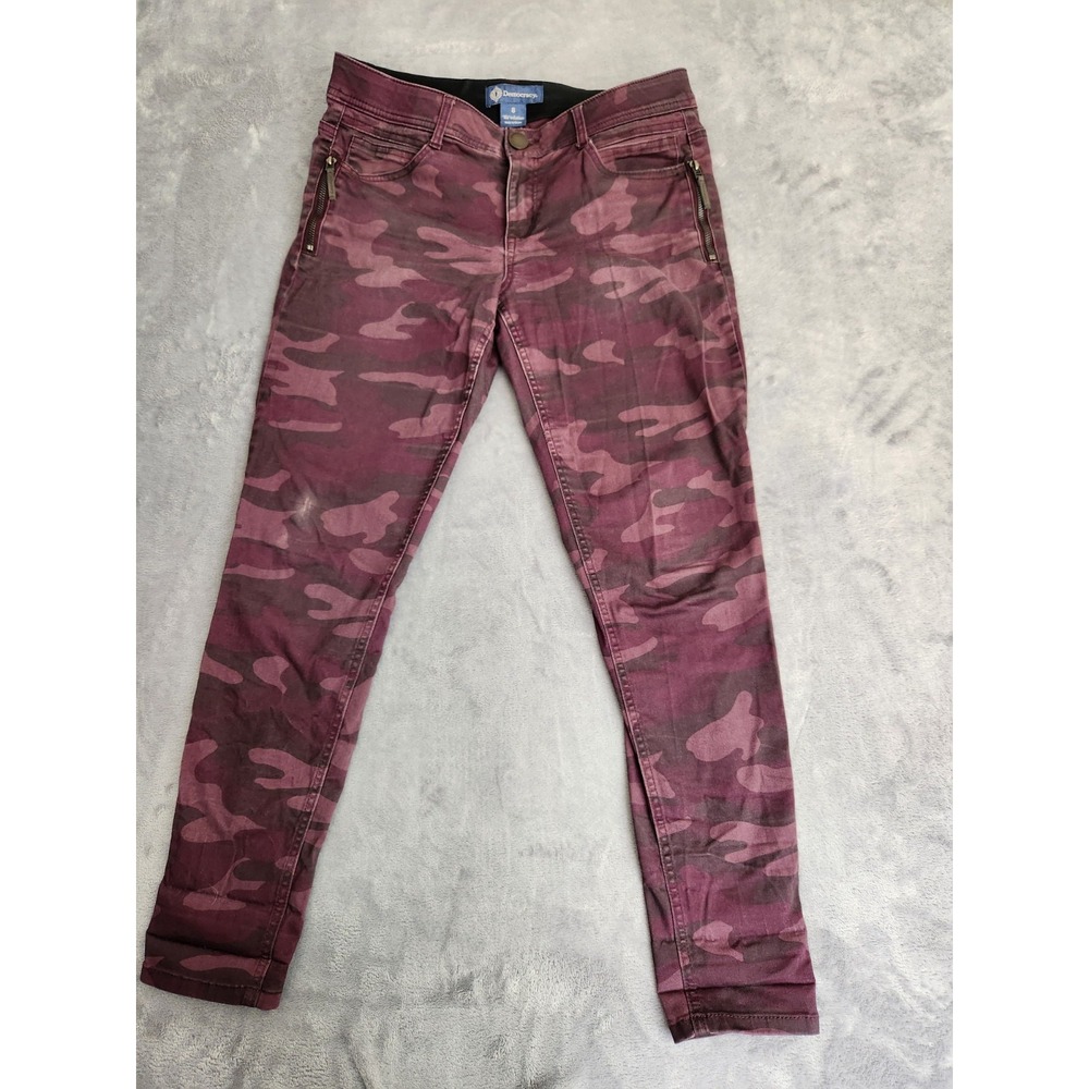 Democracy Women's Maroon Camo Ab Solution Stretch Pants 8 Raisin Red Purple